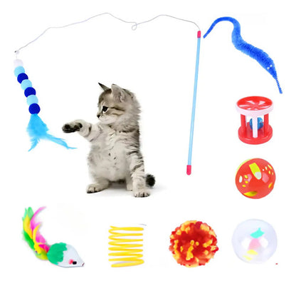 Pack 14 Juguetes Para Gatos Y Gatitos Varita Pelotita Raton Multicolor