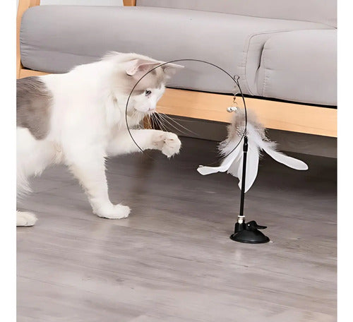 Juguete Para Gato Varita Soporte Innovador Y 3 Plumas Regalo Negro