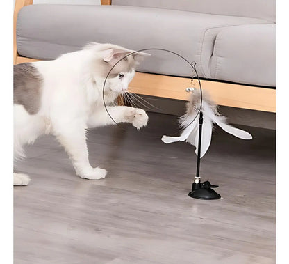 Juguete Para Gato Varita Soporte Innovador Y 3 Plumas Regalo Negro