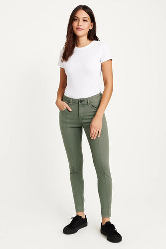 Jean Dama Hollister Skinny Flex Comodo Elastico Verde Jean M