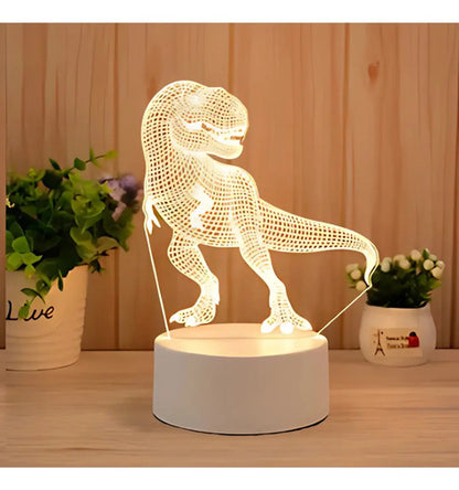 Lampara Veladora Dinosaurio Luz Led 3d Para Niños