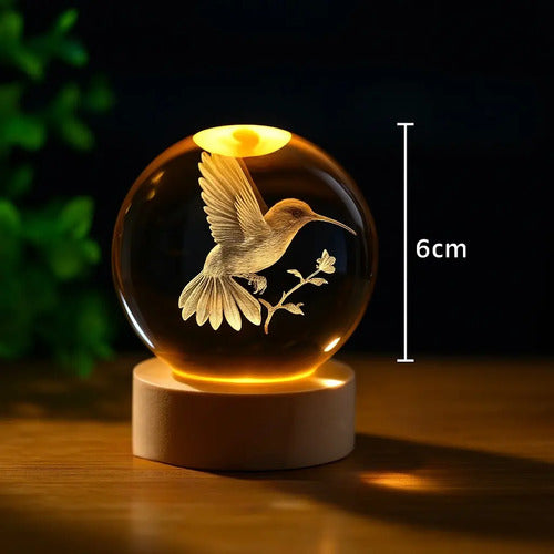 Lampara Veladora Bola Cristal Luz Led 3d Usb Galaxia Colibrí