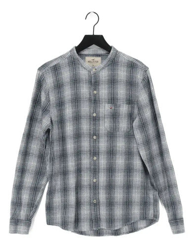 Camisa Hollister By Abercrombie Cuello Mao Abrigada Azul Claro Rayas M