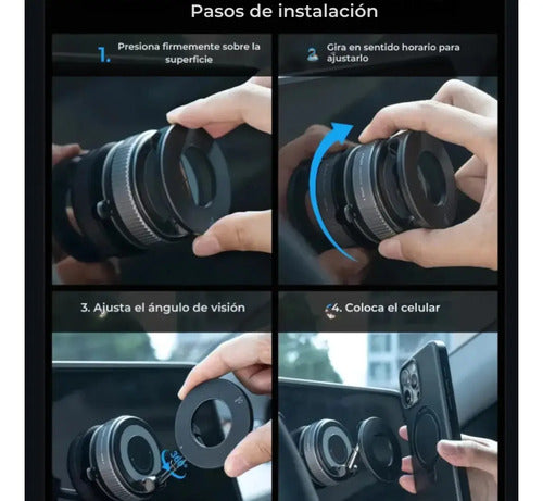 Soporte Magnetico Auto Celular Ventosa 360 De Vacio Premium Negro
