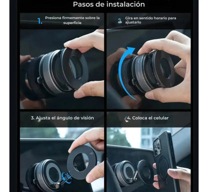 Soporte Magnetico Auto Celular Ventosa 360 De Vacio Premium Negro