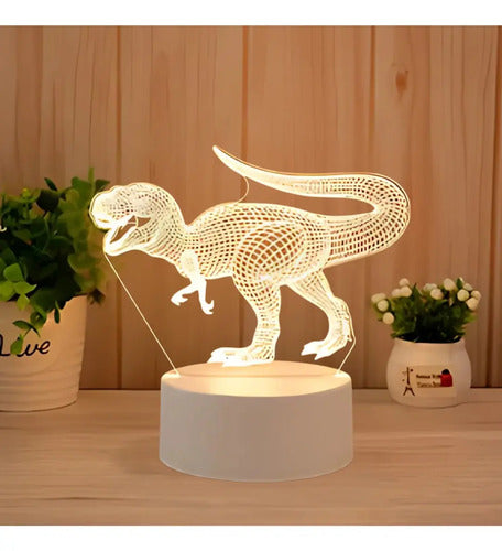 Lampara Veladora Dinosaurio Luz Led 3d Para Niños