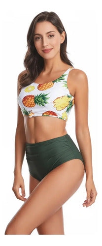 Bikini Zaful Parte Top Estampado Anana Baño Playa Nuevo Blanco Xl