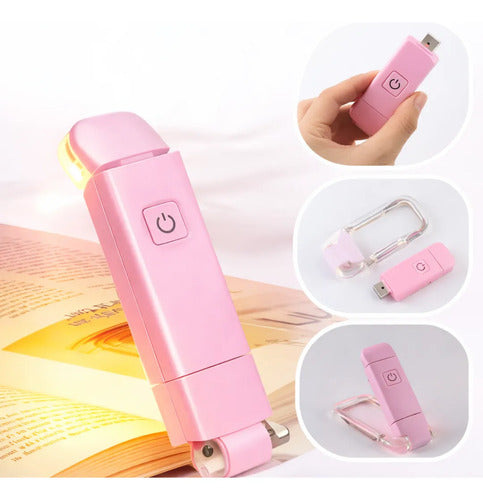 Lampara De Lectura Para Libro Luz Led Clip Rosa