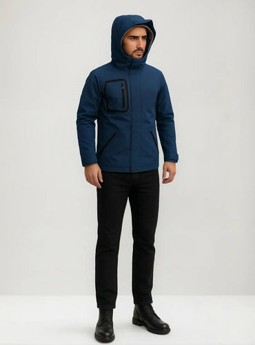 Campera Chaqueta Sobretodo Impermeable Hollister Azul M