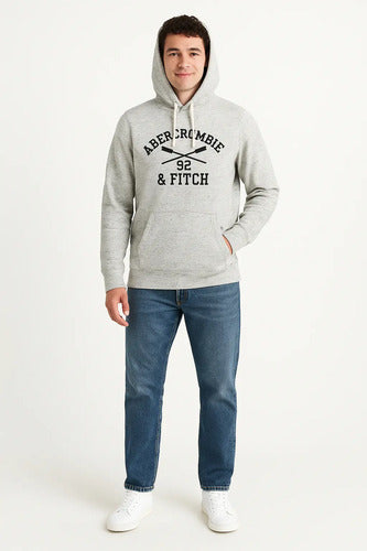 Canguro Abercrombie And Fitch Logo Paletas Abrigado Nuevo Xs Gris