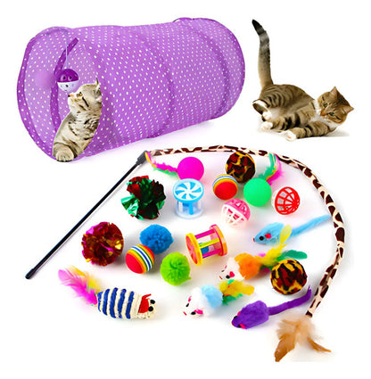 Pack 21 Juguetes Para Gatos Y Gatitos Túnel Rascador Varita