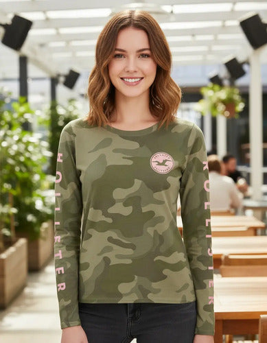 Remera Dama Hollister Estampada Redonda
