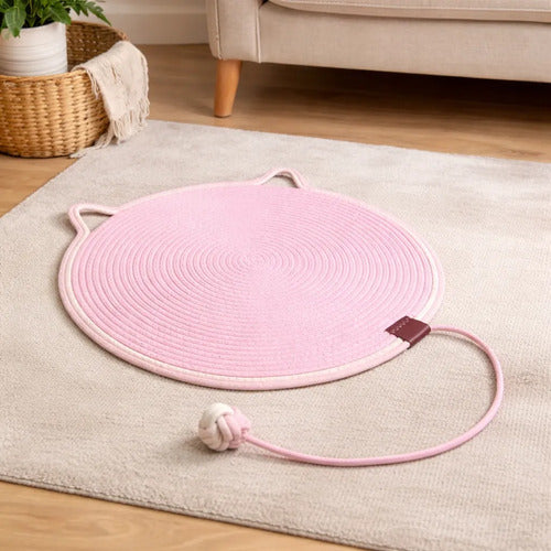 Alfombra Para Mascota Gato Rascador Con Pelotita Pelota Rosa