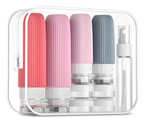 Pack 16 Botellita De Viaje Silicona Neceser 90ml Generico Rosa