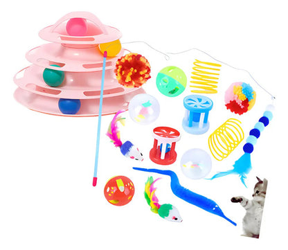 Pack 15 Juguetes Para Gatos Y Gatitos Varita Torre 4 Niveles