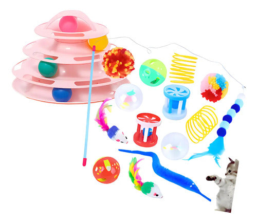 Pack 15 Juguetes Para Gatos Y Gatitos Varita Torre 4 Niveles