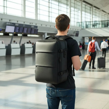 Mochila De Viaje Expandible Compresion Al Vacio Impermeable Negro