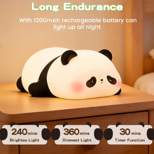Luz Veladora De Noche Panda De Silicona Blanco