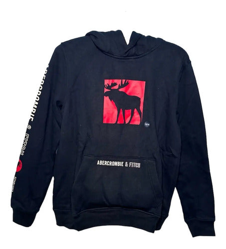 Canguro Hoodie Abercrombie Kids Logo Cuadrado Pecho Moderno 13/14 Azul Marino