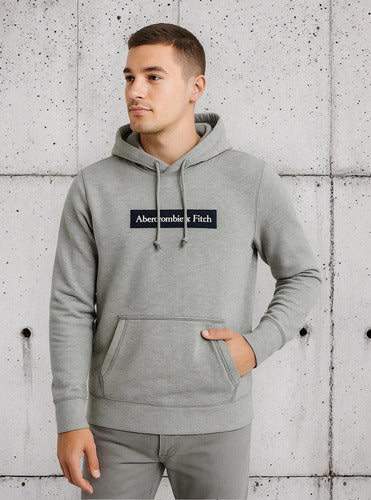 Canguro Abercrombie & Fitch Original Logo Escrito Nuevo M Gris