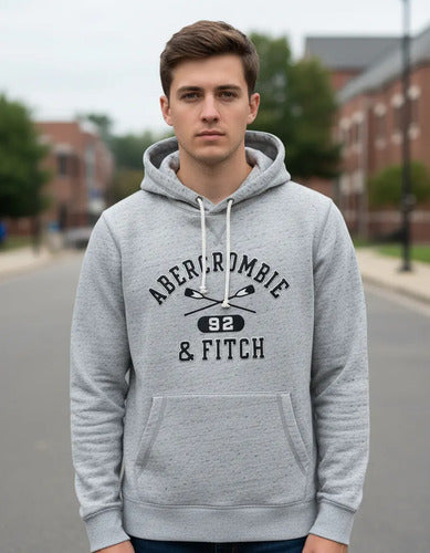 Canguro Abercrombie And Fitch Logo Paletas Abrigado Nuevo Xs Gris