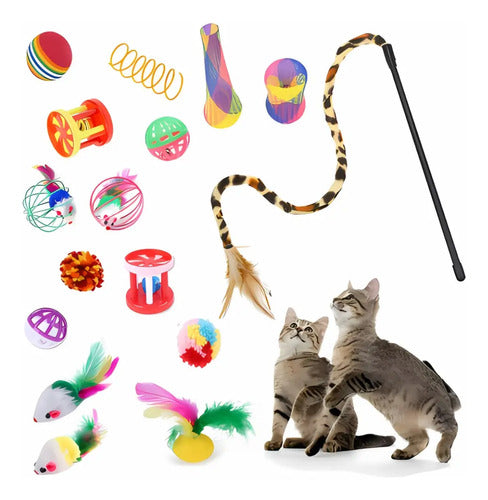 Pack 22 Juguetes Para Gatos Y Gatitos Túnel Rascador Varita Azul