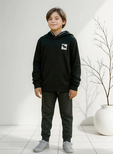 Canguro Abercrombie Kids Deportivo Licra Logo 13/14 Negro