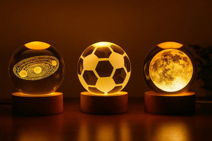 Lampara Veladora Bola Cristal Luz Led 3d Usb Galaxia Pelota