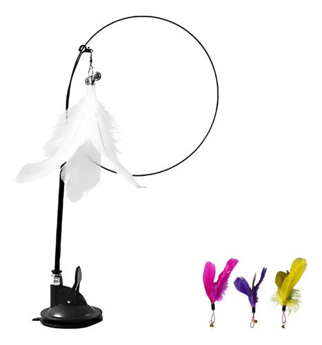 Juguete Para Gato Varita Soporte Innovador Y 3 Plumas Regalo Negro