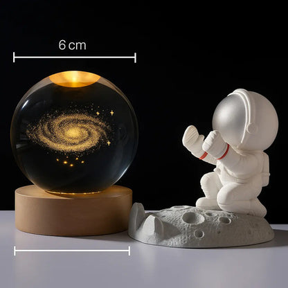 Lampara Veladora Bola Cristal Luz Led 3d Usb Galaxia Galaxia