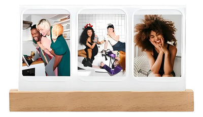 Porta Retratos Decorativa Madera Luz Led Ideal Para Fotos Beige