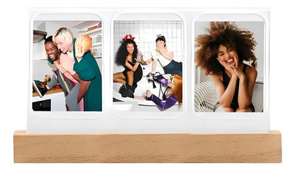 Porta Retratos Decorativa Madera Luz Led Ideal Para Fotos Beige