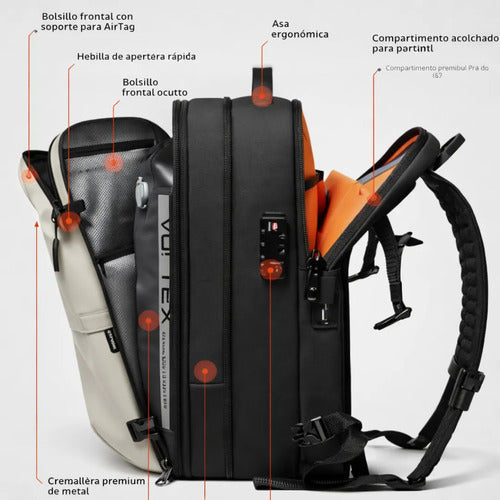 Mochila De Viaje Expandible Compresion Al Vacio Impermeable Negro