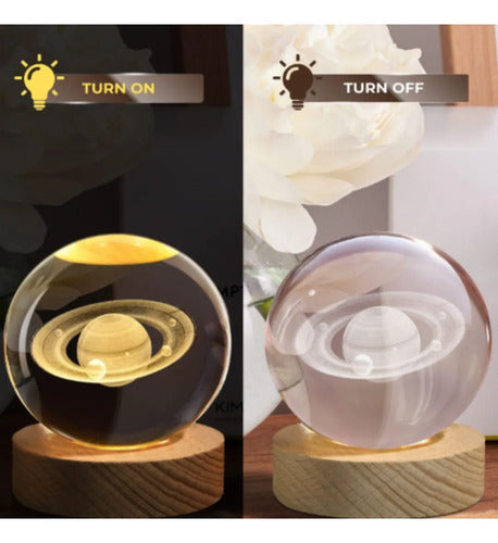Lampara Veladora Bola Cristal Luz Led 3d Usb Galaxia Saturno