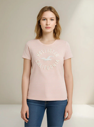 Remera Dama Hollister Estampada Redonda
