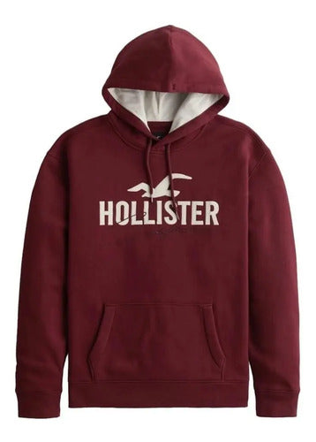 Canguro Hollister Estampado Clasico  Xs Bordó