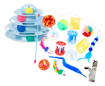 Pack 15 Juguetes Para Gatos Y Gatitos Varita Torre 4 Niveles