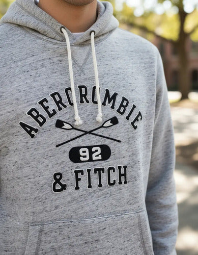 Canguro Abercrombie And Fitch Logo Paletas Abrigado Nuevo Xs Gris