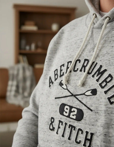 Canguro Abercrombie And Fitch Logo Paletas Abrigado Nuevo Xs Gris