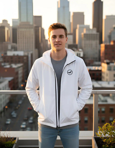 Campera Hollister By Abercrombie Tipo Rompeviento Blanco S