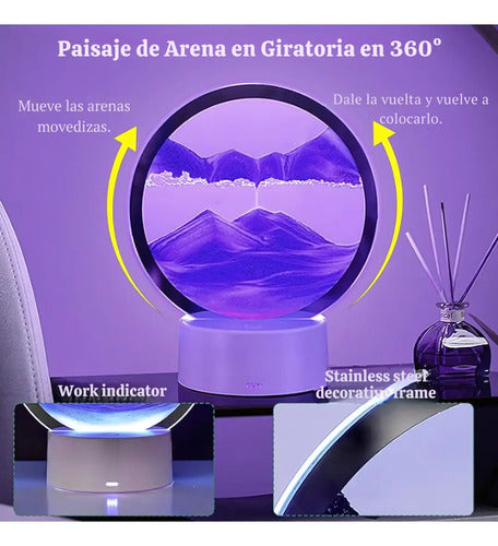 Lampara De Arena Movediza Luz Led 3d Escritorio Mesa