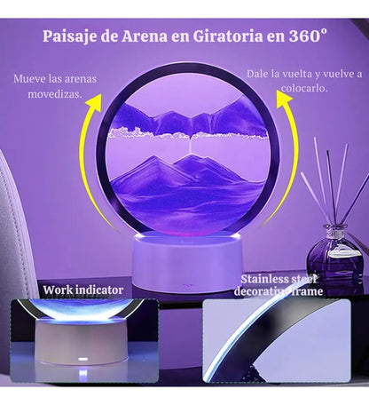 Lampara De Arena Movediza Luz Led 3d Escritorio Mesa