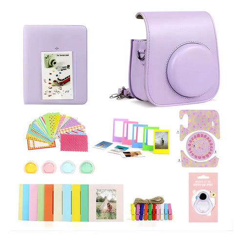 Set Album Estuche Para Instax 7 En 1 Mini 9/11/12 Lila