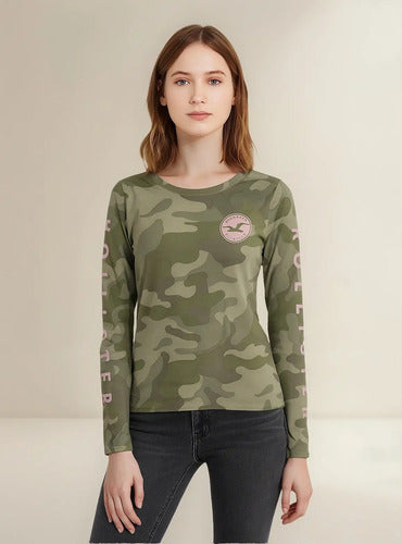 Remera Dama Hollister Estampada Redonda