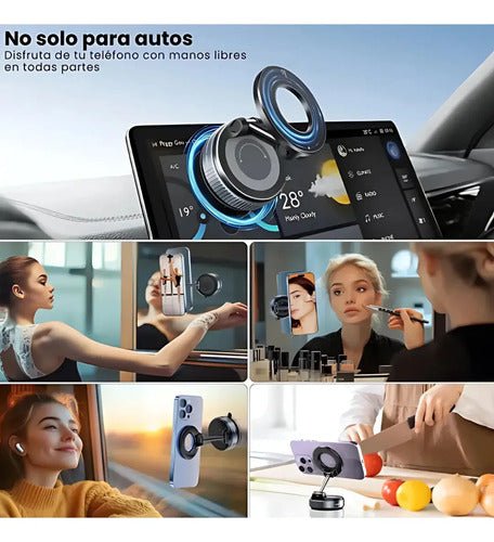 Soporte Magnetico Auto Celular Ventosa 360 De Vacio Premium Negro