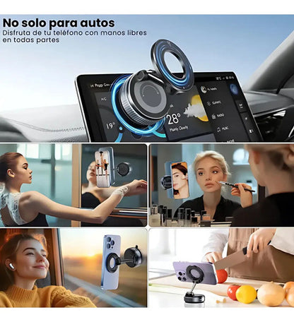 Soporte Magnetico Auto Celular Ventosa 360 De Vacio Premium Negro