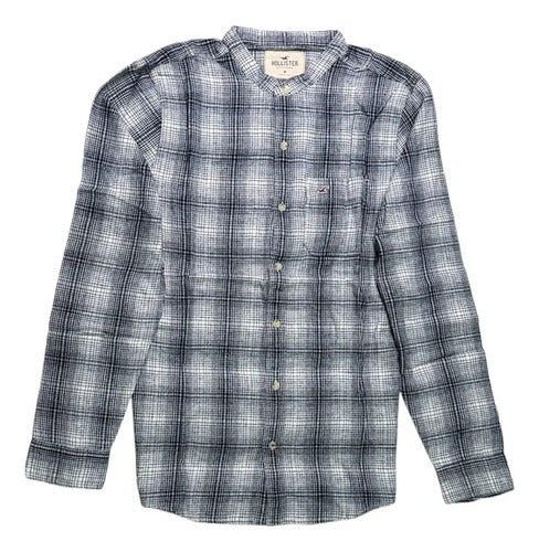 Camisa Hollister By Abercrombie Cuello Mao Abrigada Azul Claro Rayas M