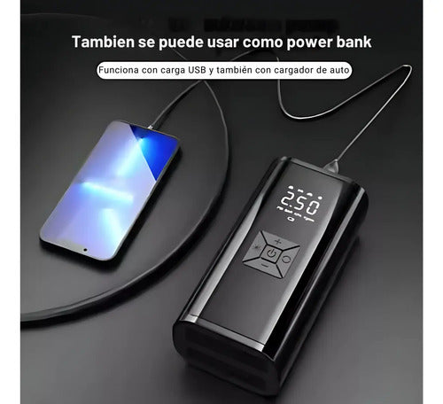 Inflador Compresor Portátil Cargador Para Auto Rueda Negro