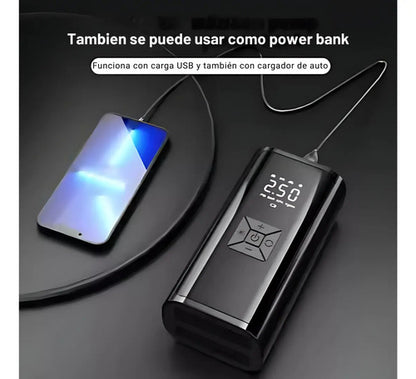 Inflador Compresor Portátil Cargador Para Auto Rueda Negro