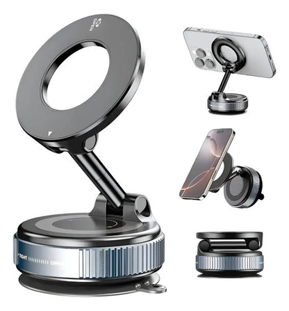 Soporte Magnetico Auto Celular Ventosa 360 De Vacio Premium Negro
